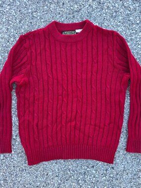 Vintage Sweater Emporium Red Cable Knit Sweater Mens Medium 38/40